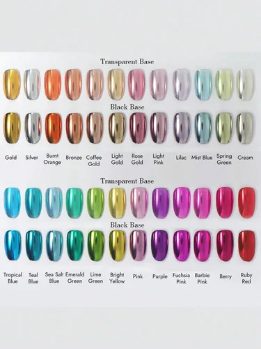 Imagen 2 del producto 28 unids/set espejo mágico cromo polvo de uñas/decoración de brillo brillante/placa de manicura metálica plisada de titanio/juego