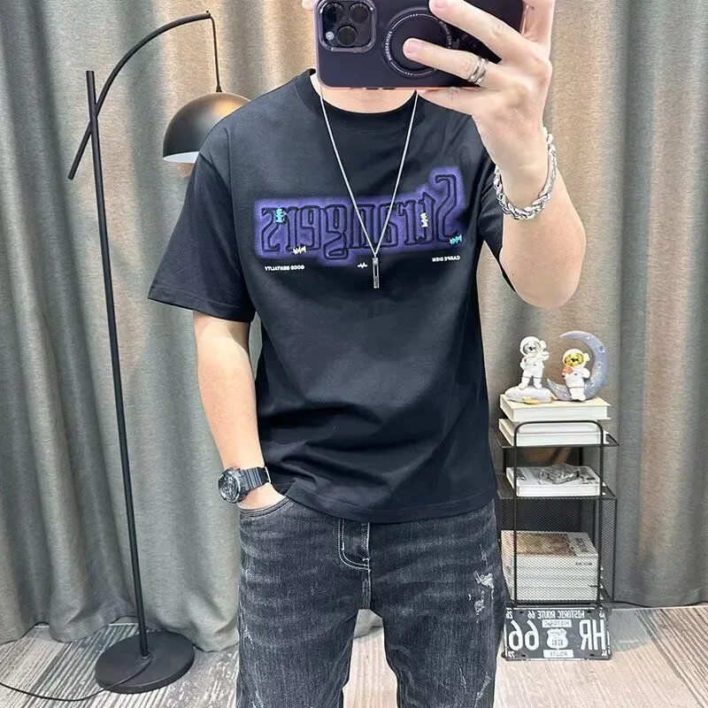 Men's Casual Short Sleeve T-Shirt With Graphic Print Round Neck Breathable Daily Wear Street Style Top