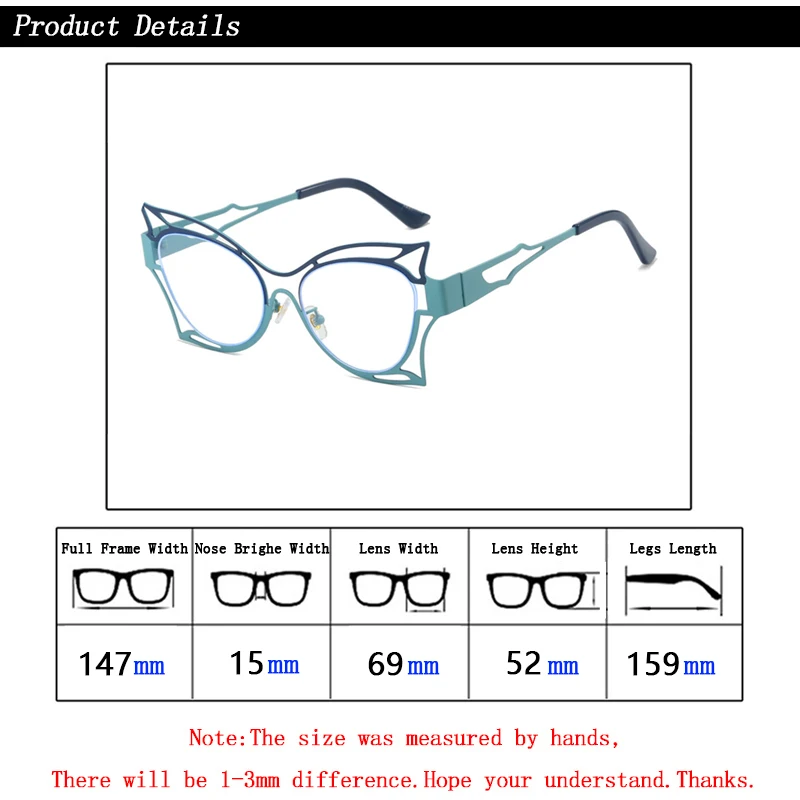 النساء الجوف فراشة معدنية مكافحة الضوء الأزرق نظارات القراءة التقدمية الاتجاه الإناث نظرة الموضة بالقرب من نظارات مد البصر البعيد