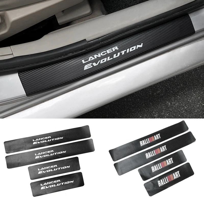 Suitable for Mitsubishi LANCER 08-15 EVO X Asx  Carbon Fiber Ralliart Car Sticker Auto Door Threshold Waterproof Decal