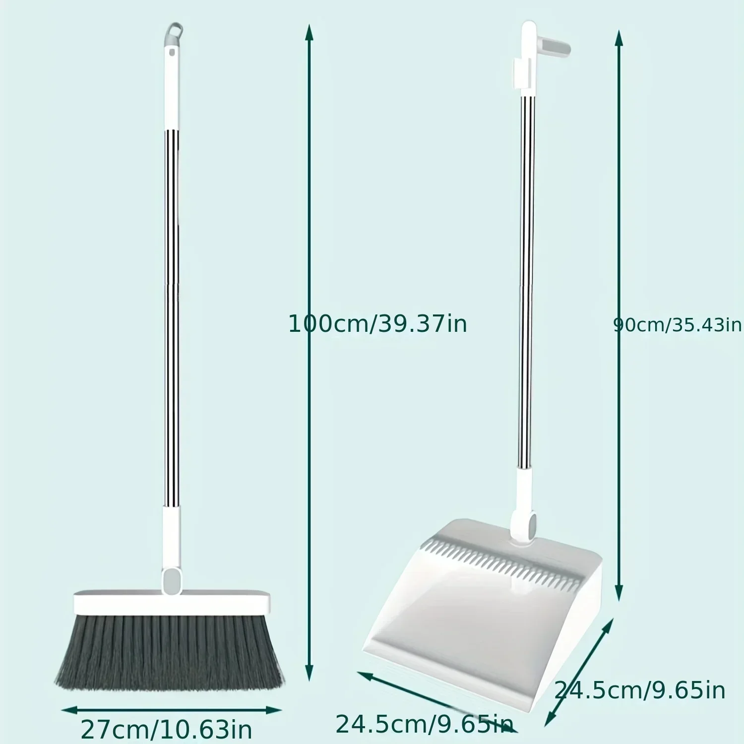 1set/2pcs  Upright Dustpan And Broom Combo Set Sweeping Kitchen Wood Floor Pet Hair Cleaning