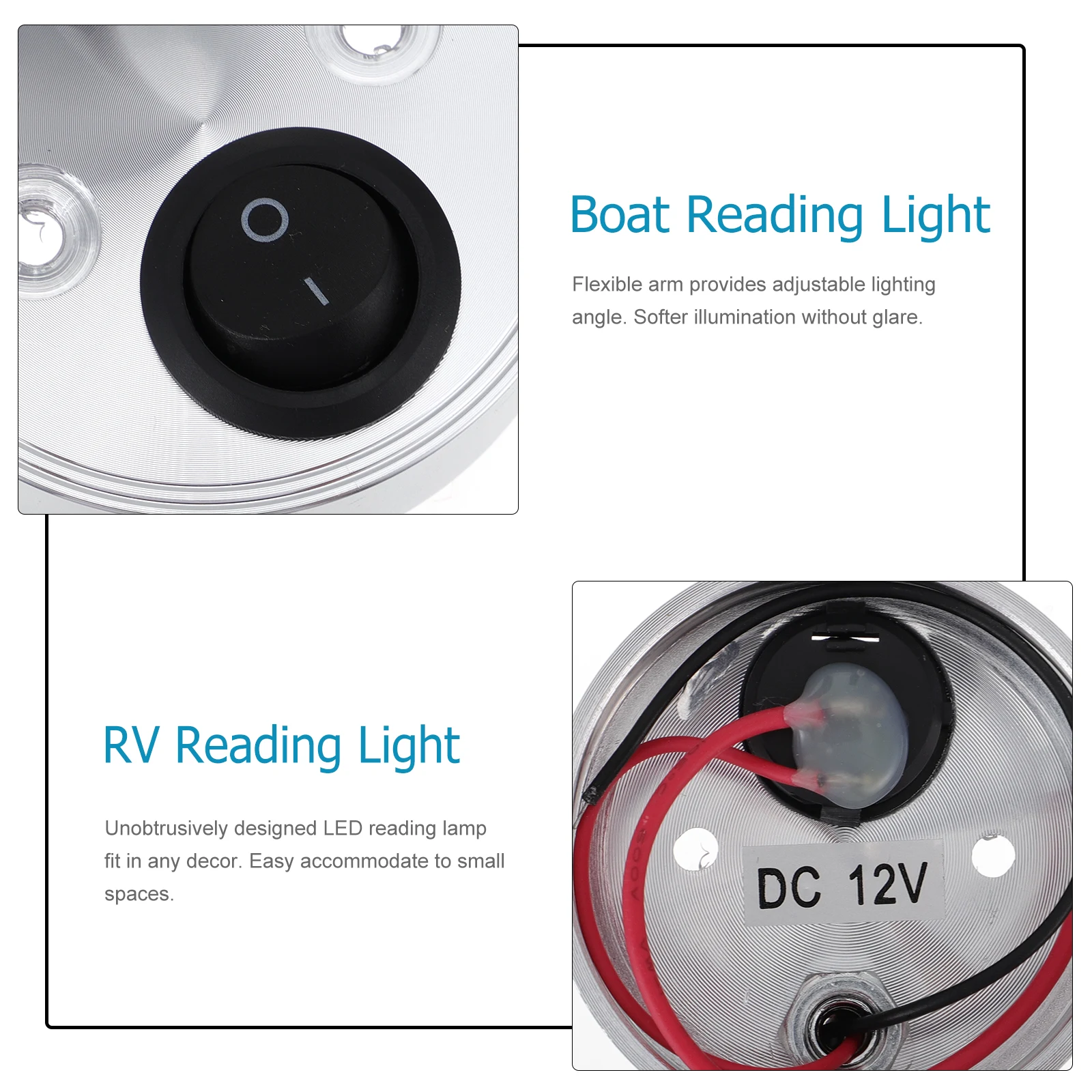 

Reading Light Camper Yacht Boat Interior Marine Lights Iron Plated Lamp Pole RV Car Cabin Lighting Adjustable Angle Warm Tone