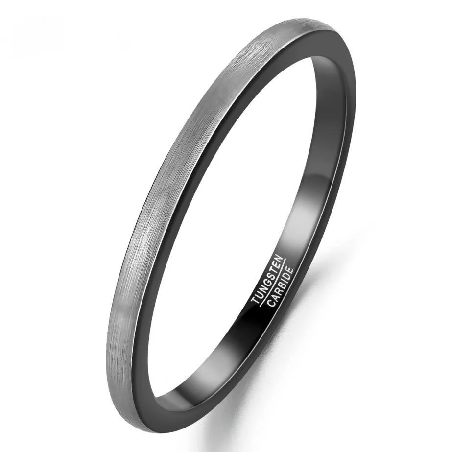 2mm Inner Ring Electric Black Outer Tungsten Carbide Ring Men Women Engagement Jewelry