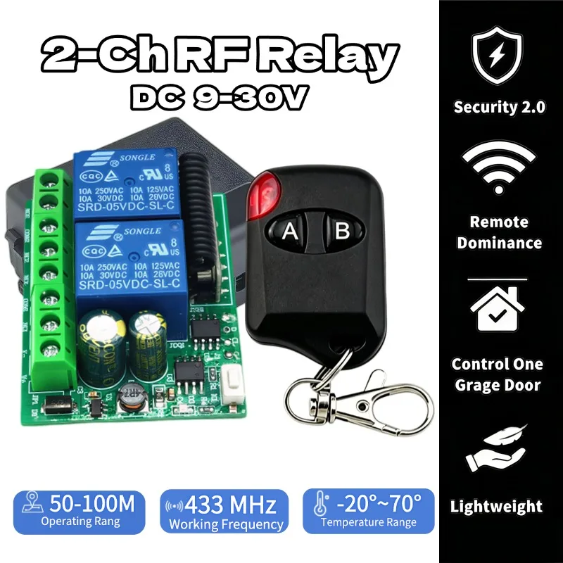 12V 24V 433Mhz RF Actuator Motor Controller, 2CH Receiver Module Switch 2CH Transmitter For LED Door Electromagnetic Lock