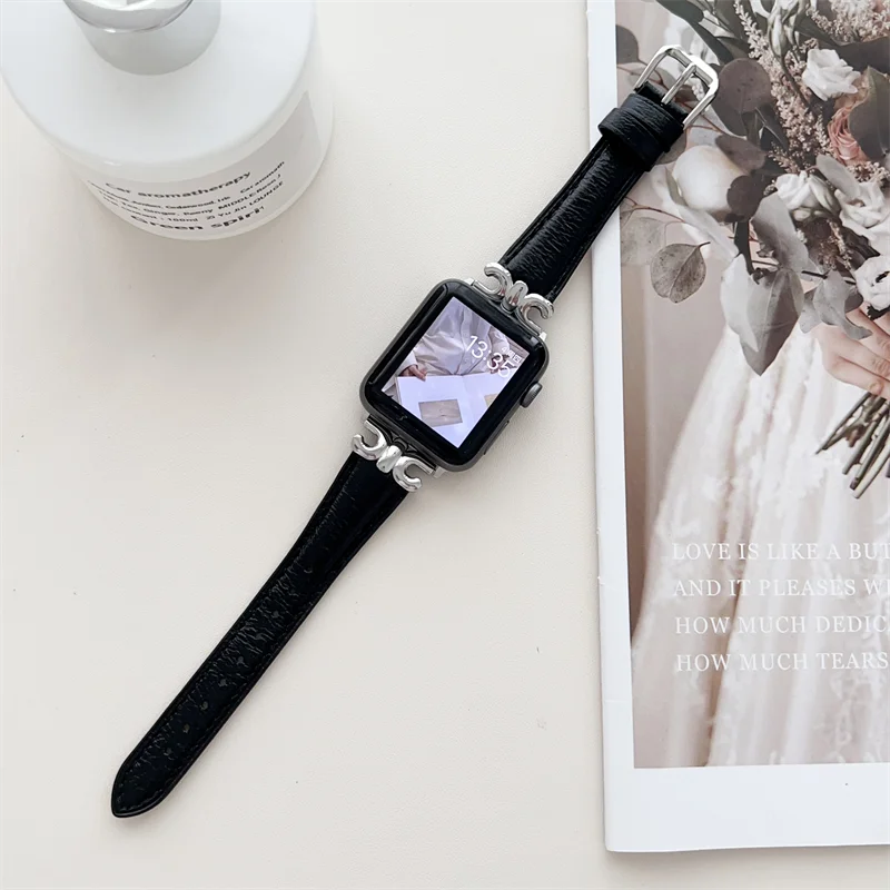 クリエイティブなファッションブランドのテクスチャプリント,本革のストラップ,iwatch用,ウルトラ/8/7/6/se,49mm,41mm,45mm,44mm,40mm