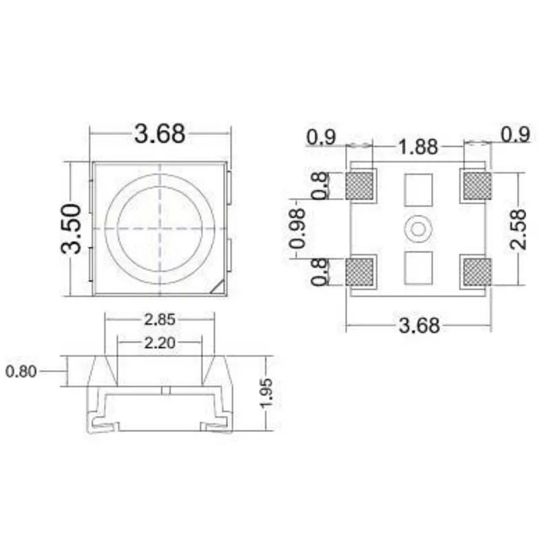 100PCS WS2812B LED chip 3535 Phantom Color built-in IC programmable full-color LED integrated chip