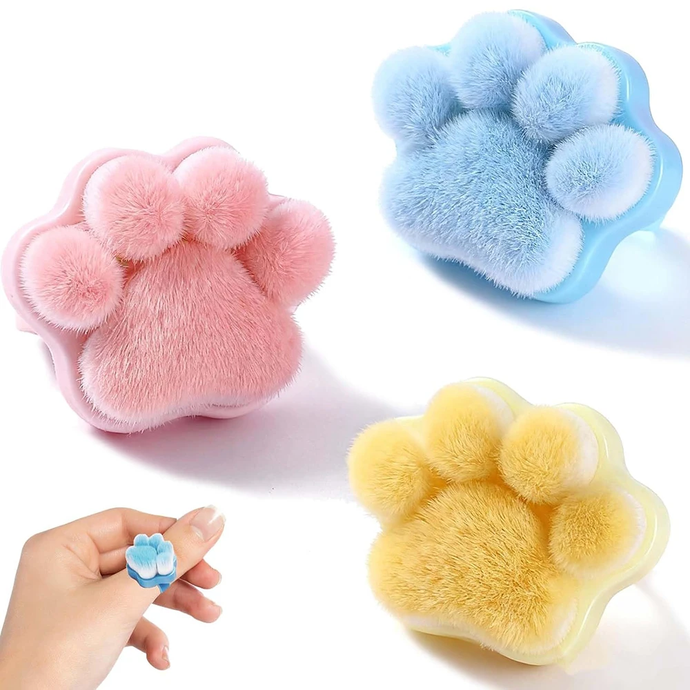 

10Pcs Cat Paw Nail Art Brushes With Open Ring Handle Remove Dust Brush Manicure Supplies Cleaning Brushes Nails Accessories Tool