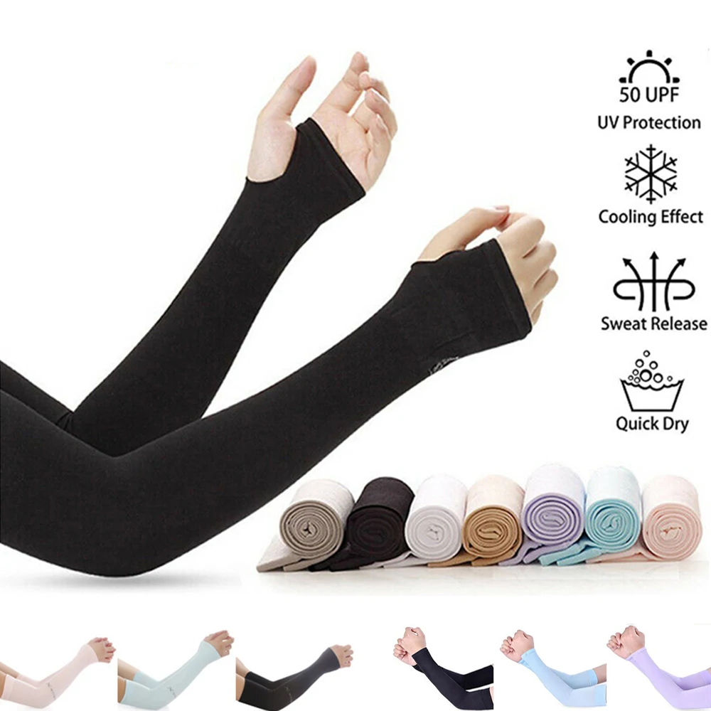 

Sun Protection Arm Cover Summer Cooling Arm Sleeves Outdoor Sports UV Protection Hand Cover Exposed Thumb/Stright