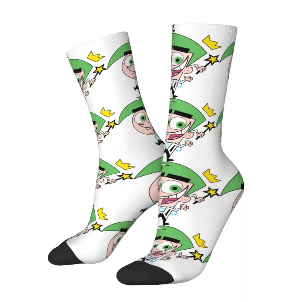 Funny Crazy Sock for Men Cosmo Hip Hop Harajuku The Fairly Odd Parents Happy Seamless Pattern Printed Boys Crew Sock Gift