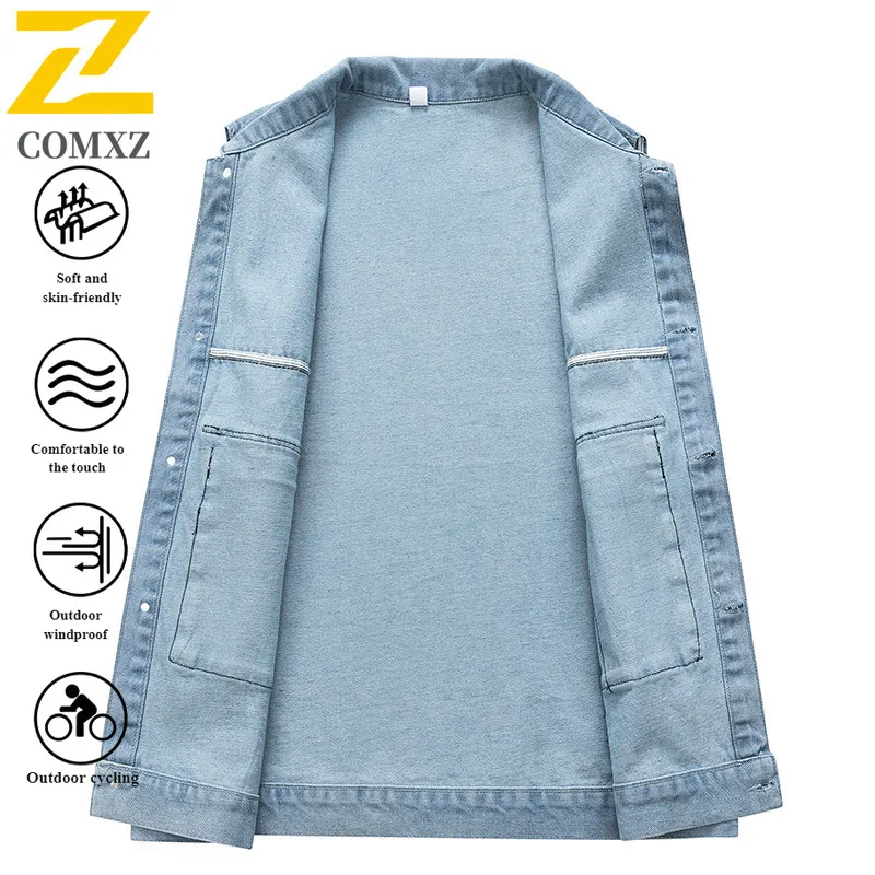 EIAO النمط الياباني سترة جينز الشارع الشهير الخريف مقاومة للماء يندبروف الأشعة فوق البنفسجية حماية التخييم التنزه سترة العمل متعددة المواسم #5