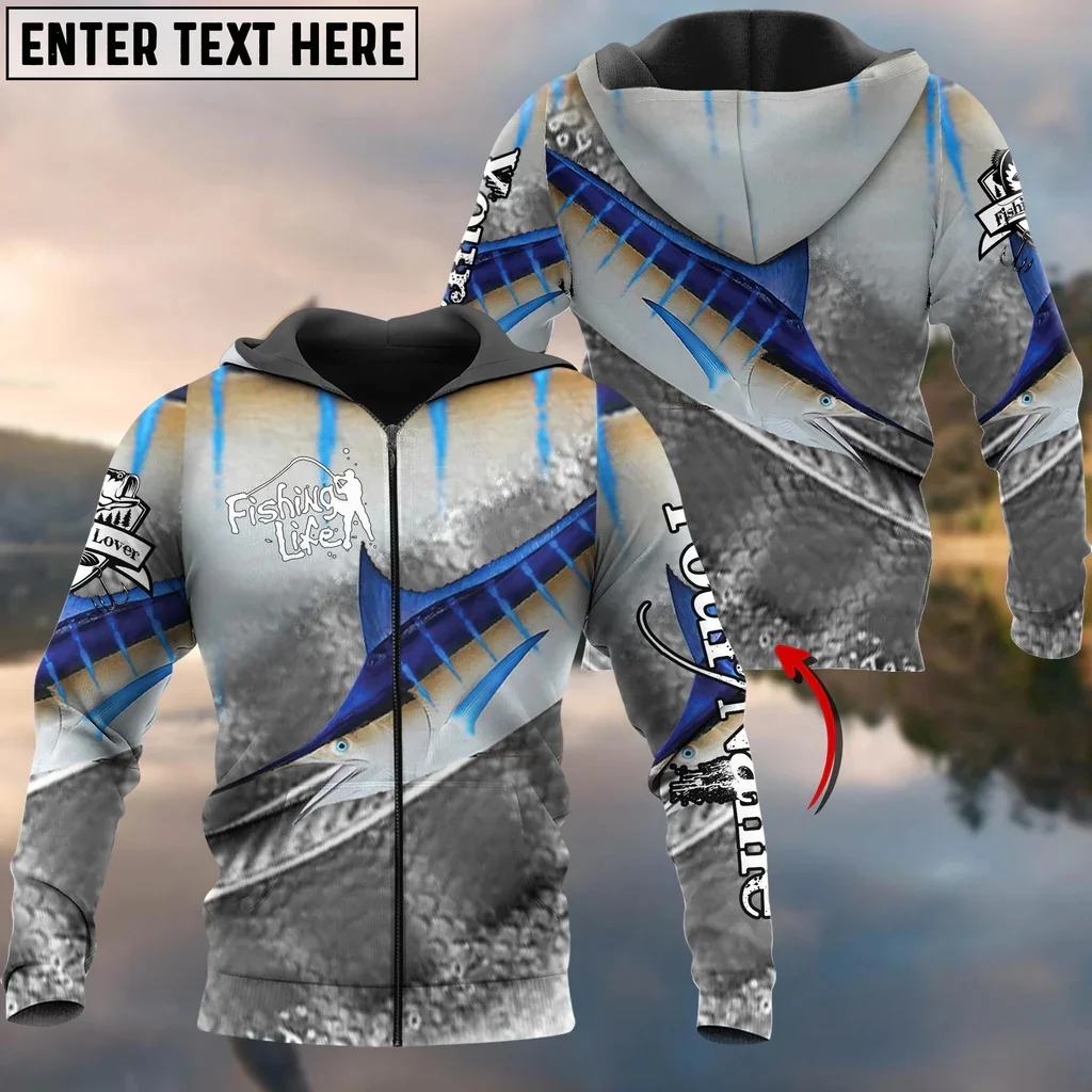 Mahi Mahi & Tuna Fishing Skin Customize Name 3D Printed Fashion Men's Zip Hoodie Autumn Unisex Casual Hooded Zipper Jacket QDY60