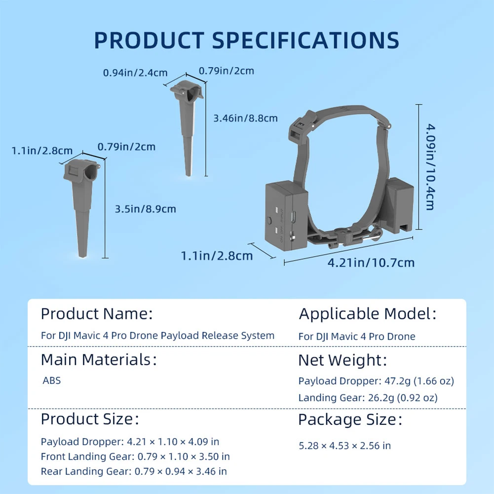 DJI Mavic 4 Pro エアドロップスローワーシステム Type-C 充電式エアドロップシステム ドローン ドロッパーアクセサリー 釣り餌/ギフト