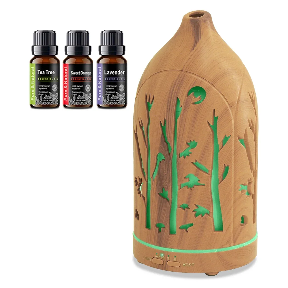 Aromatherapy Diffuser with 7 LED Colors, Auto Shut Off & 3 Essential Oils