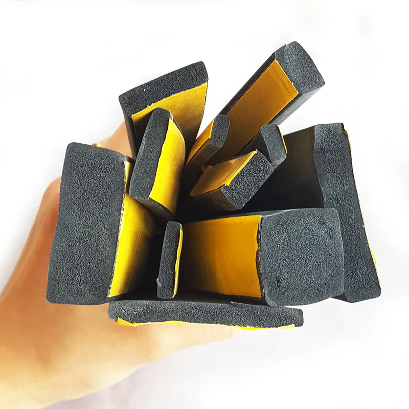 Self Adhesive Sponge Seal Strip EPDM Rubber Black Foam Anti-collision Seal Gasket Cabinet Door Waterproof Dust Soundproof