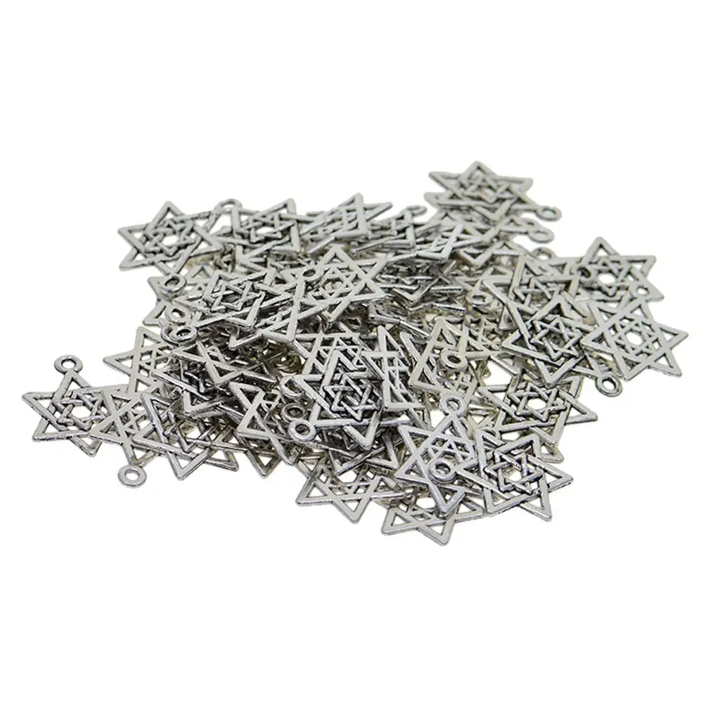 Zinc Alloy Star of David Pendant Tibetan Silver Charms for DIY Necklace and Custom Jewelry Making