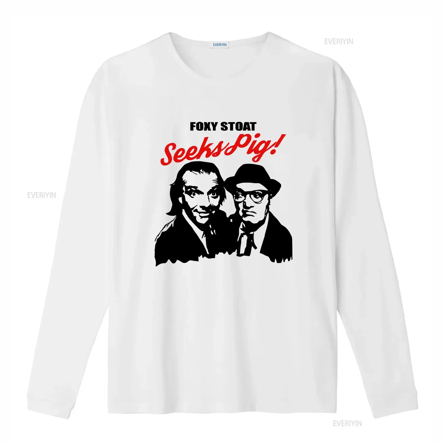 Foxy Stout Seeks Pig Rik Mayall Bottom 1990 men's T Shirt casual back to school college wear stylish gift for boyfriend
