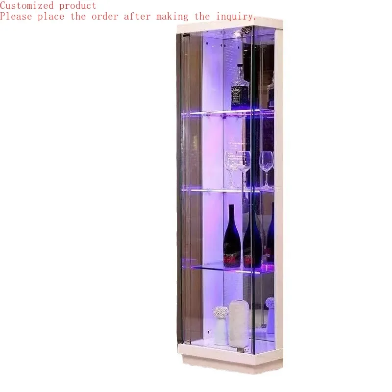 

Custom.Lockable LED Light Display case Cabinet Tower Frameless Full Vision Glass showcase