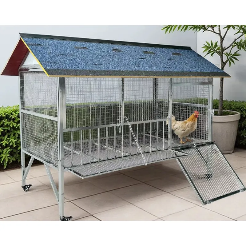 

Large Capacity Stainless Steel Frame Chicken Coop Animal Enclosure Easy Assembly Anti-Weasel Anti-Snake Rain-Proof Outdoor