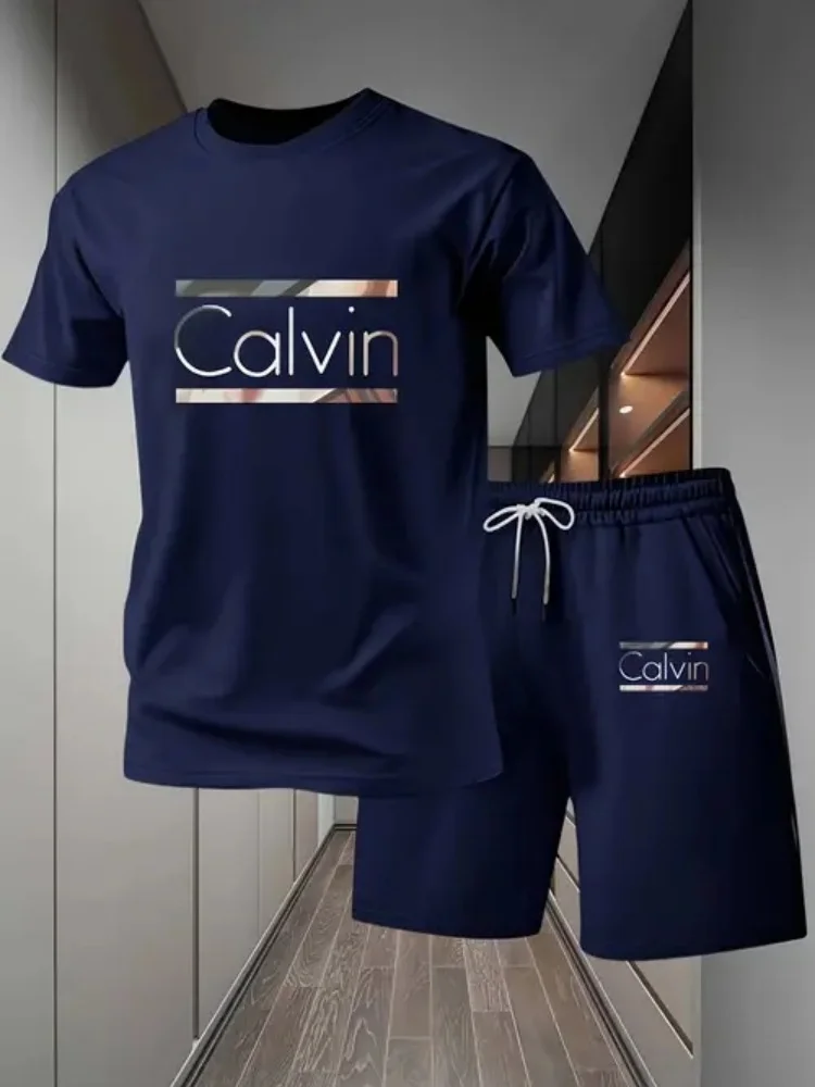 

New Men's Suit Shorts T-Shirt Suit Clothing Sports Suit Printing Quick Drying Sweat Absorption Running Suit Men Clothing