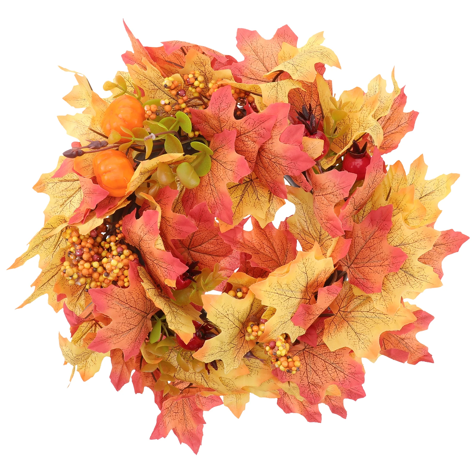 

Pumpkin Wreath Garland Door Decor Plastic Autumn Decor Thanksgiving Halloween Ornament Lightweight Easy Install