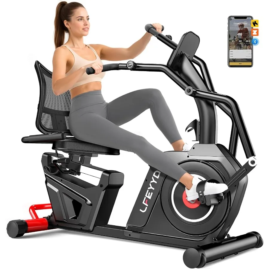 Recumbent Exercise Bike for Home, Stationary Bike with Arm Exerciser