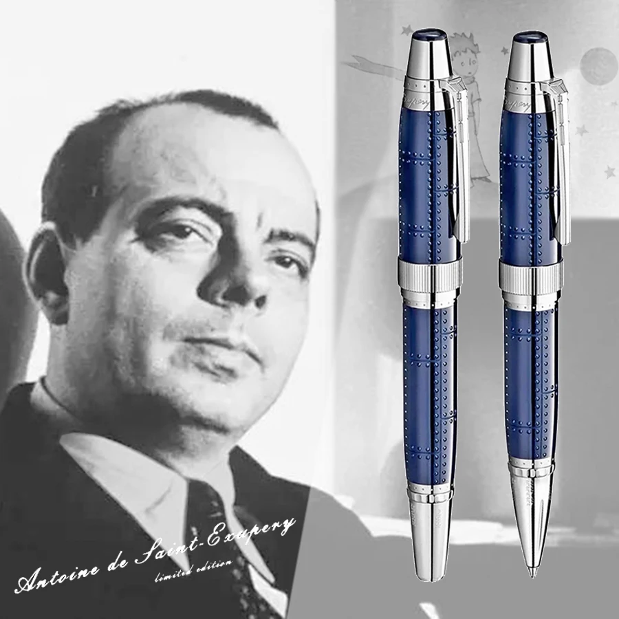 YAMALANG Limited Edition Saint-Exupery Blue/Black Rollerball Ballpoint Pen Office School Writing Fountain With MB Serial Number