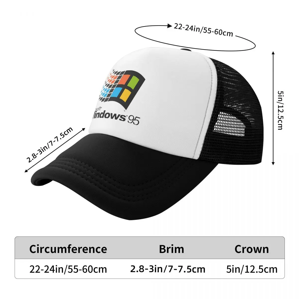 Windows 95 Vaporwave Baseball Cap With Mesh Outfit Retro Windows95 Classic Computer System Sun Cap Unisex Style Daily Summer