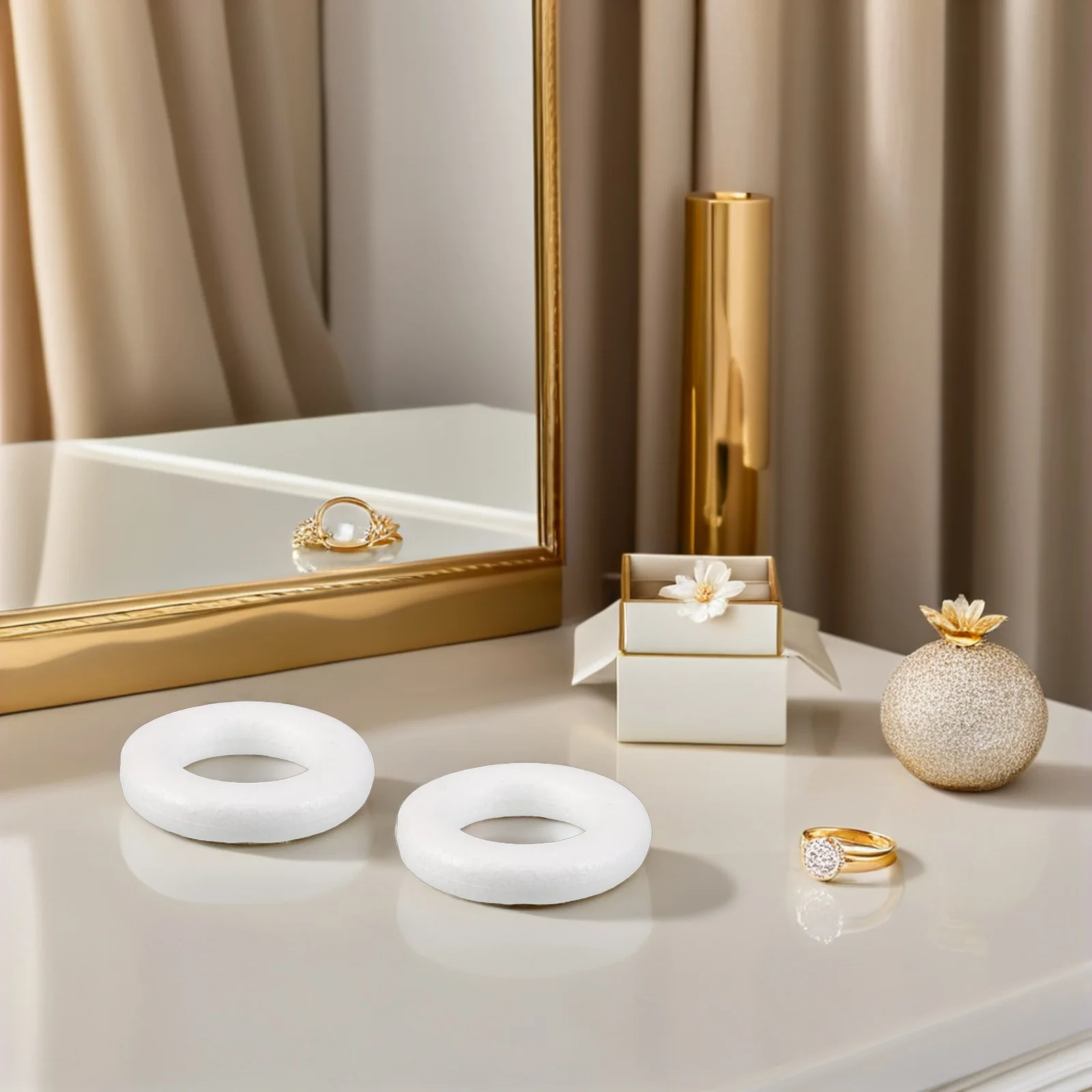 

50Pcs 8Cm Foam Ring Hoop for Wedding Decoration DIY Craft Wreath Floral Party Decorations Polystyrene Circles Donut Decorations