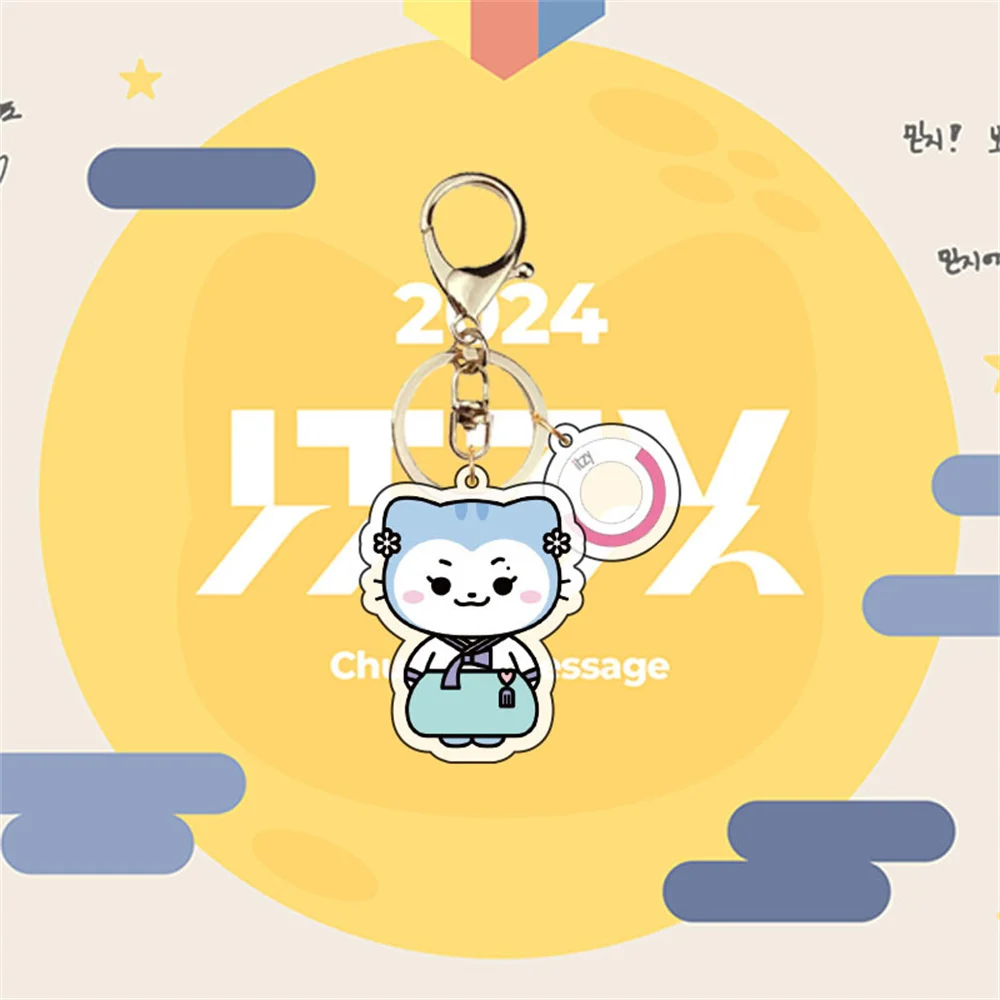 KPOP ITZY 2024 New Cartoon Figure Acrylic Keychains Yuna Chaeryeong Lia Ryujin Yeji Cute Cartoon Keyring Fans Bag Key Pendant