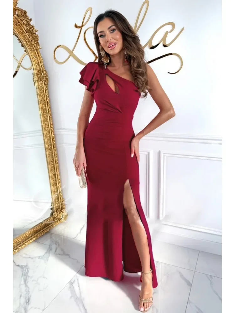 أزياء المرأة مثير حزمة الوركين واحد الكتف محبوك فستان صيفي المرأة ضئيلة مطاطا غمد فستان الحفلات الشارع الشهير تونك #3