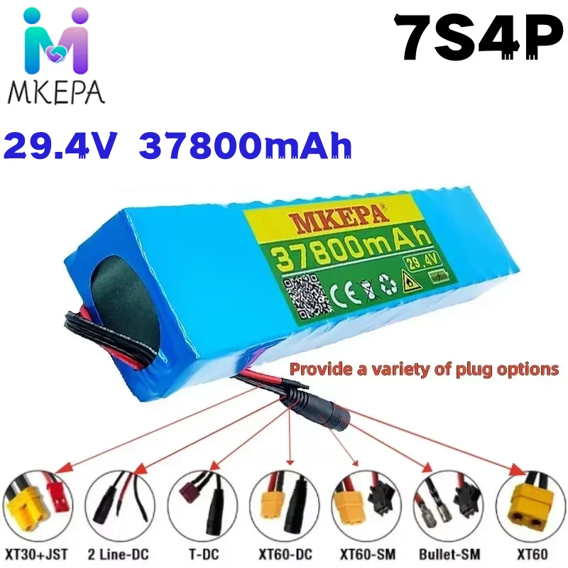 

New 7S4P 24V 37.8Ah electric bicycle motor ebike scooter li-ion battery pack 29.4v 18650 rechargeable batteries 37800mah