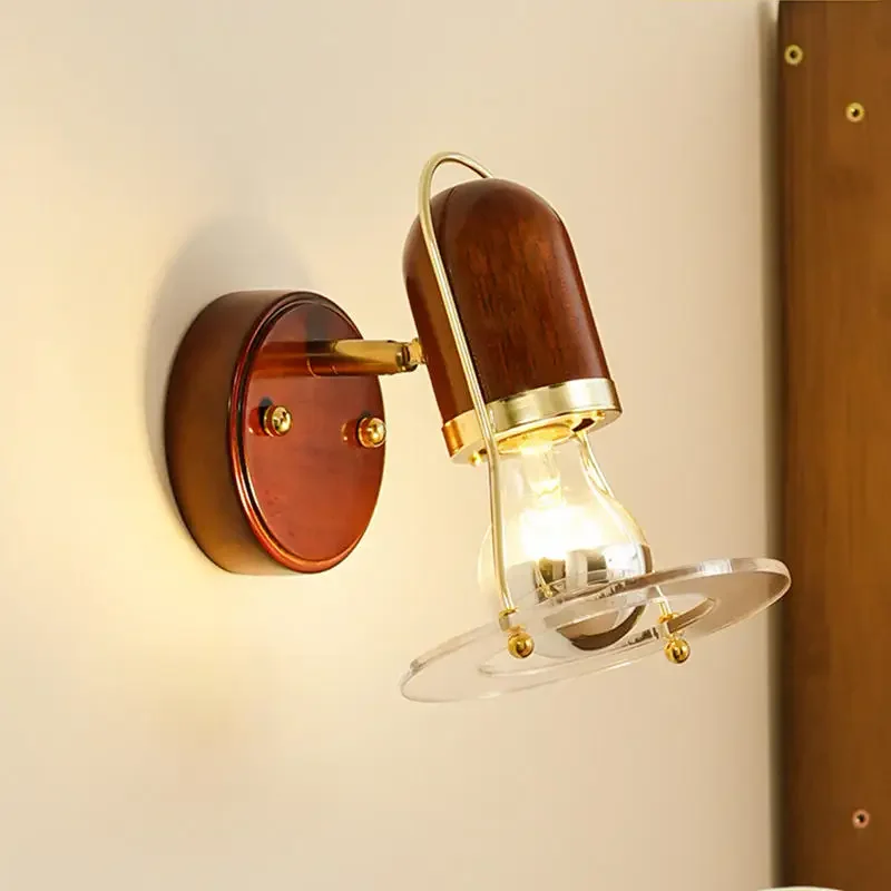 

Entrance Door Hallway Retro Wall Light Vintage Wood Wall Light Bedroom Bedside Table Wall Lamp Home Decorations Lustre