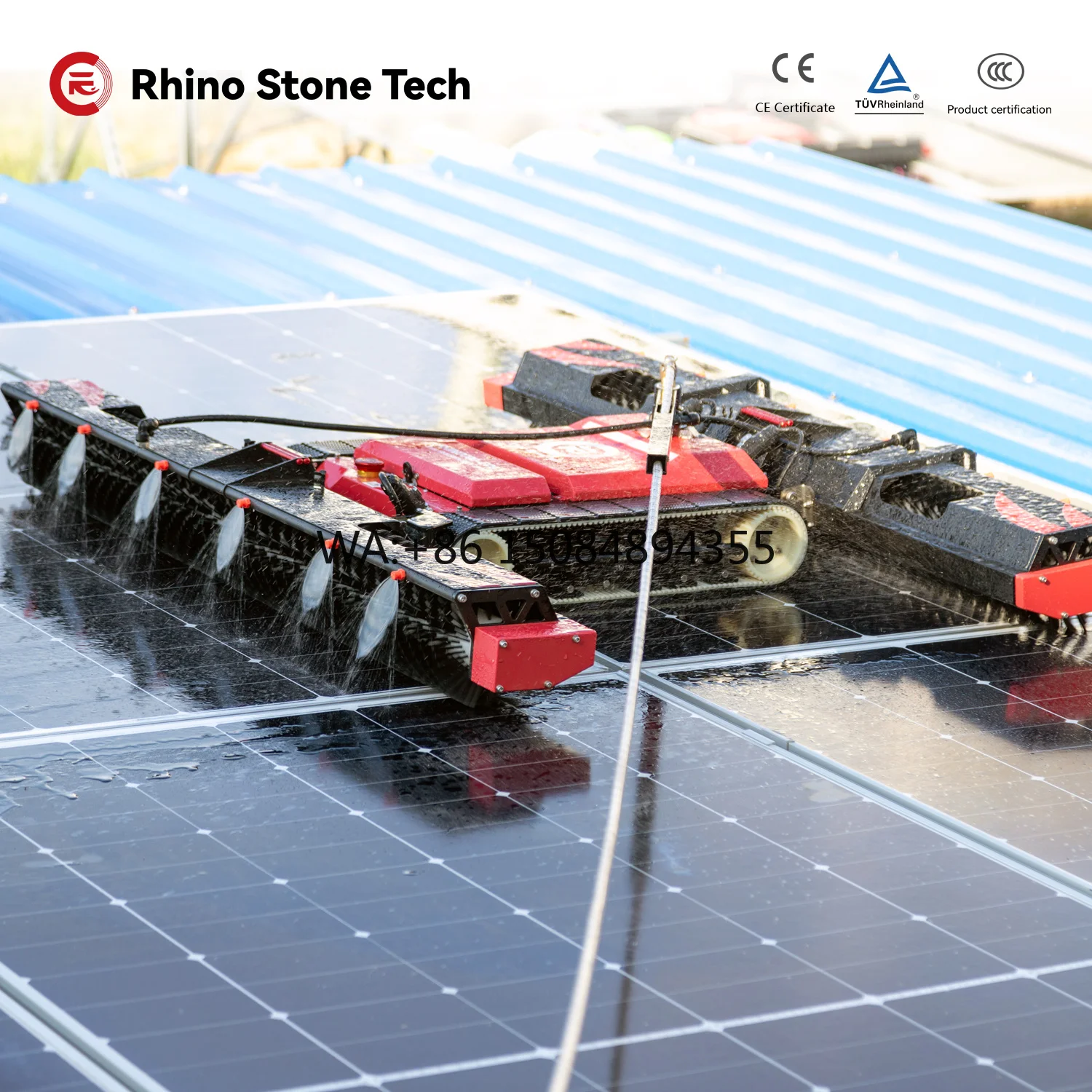 Robot de nettoyage de panneaux solaires innovant, vente en gros directe d'usine, solutions de nettoyage photovoltaïque pour les fermes solaires commerciales et industrielles