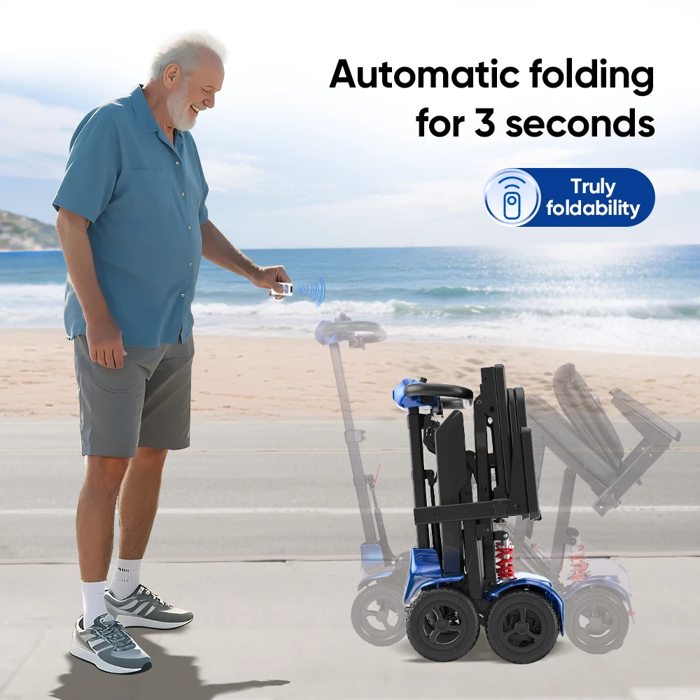 

Multiple Fold 3 in 1 Auto&Remote&Manual Electric Scooter 200W 18Kg Ultra Light Weight Strong Shock Absorb Mobility Scooter