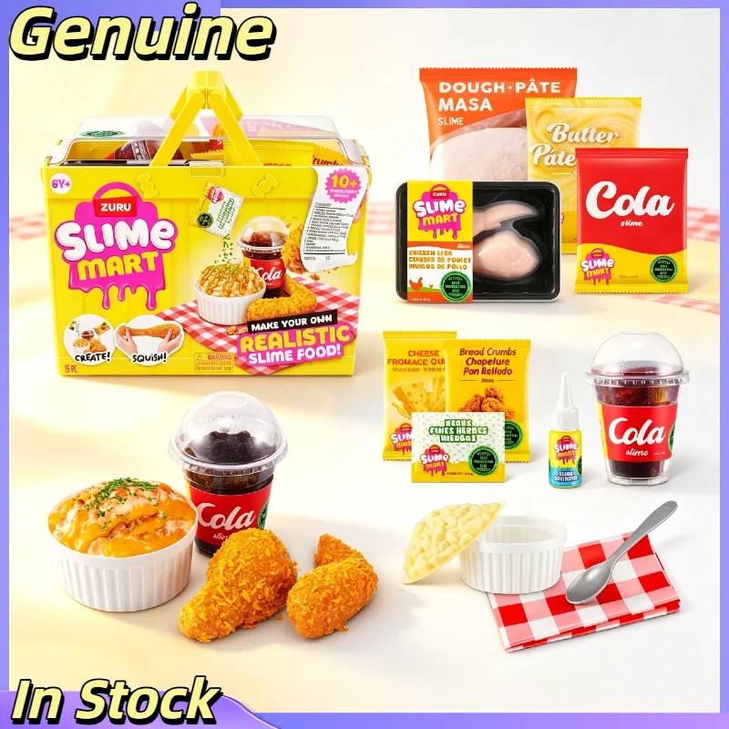 En stock: Cesta de compras de arcilla ZURU Slime Mart original, hecha a mano, para DIY de comida (pizza, hamburguesa), juguete para el hogar, regalo.