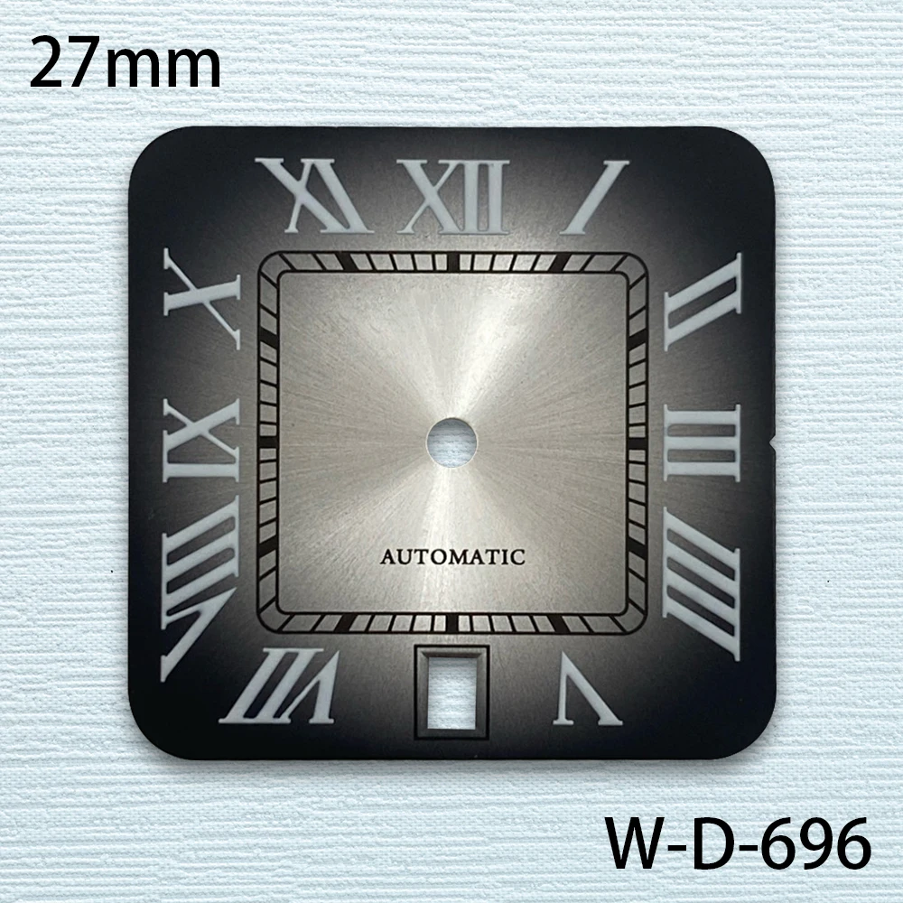 27mm S Logo Square Rome Dial Fit NH35/NH36/4R/7S Automatic Movement Fit 6 O'clock Watch Modification Accessories 3/3.8/4O'clock