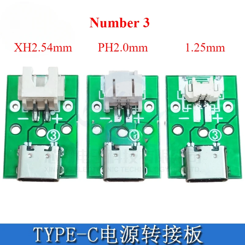 5 Stück TYPE-C weibliche Sitzprüfplatte Datenkabel-Adapterplatine USB-Steckdosenleiste auf 1,25/2,0/2,54 mm Abstand