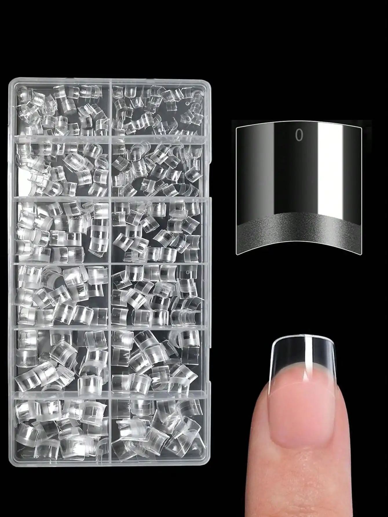600Pcs/box Short Square False Nail Tips Clear Half Cover Nails Tip Pre-Filed Press on Fake Nails for Acrylic Nail Extension Man