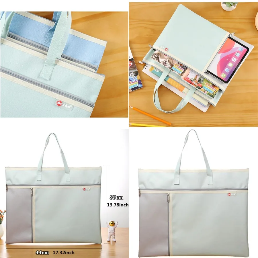 Bolsa de portafolio de arte de gran capacidad con cremallera y asa para almacenamiento de obras de arte de tamaño A3, diseño duradero de tela Oxford con cl seguro