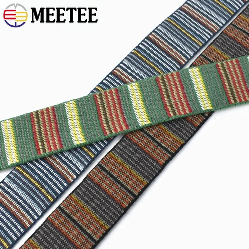 

2/5/10M 38mm Bag Strap Ethnic Jacquard Webbing Straps Clothes Waistband Belt Sling Dog Collar Ribbon Band DIY Sewing Accessories