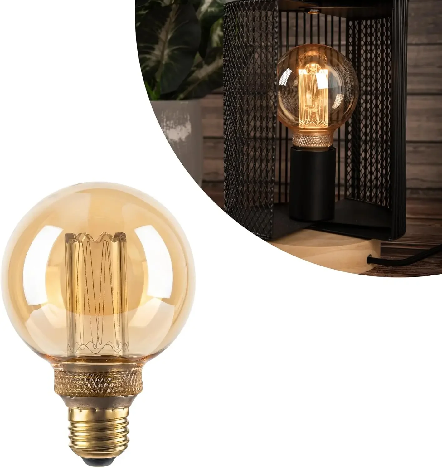 

Vintage Edison LED Bulb, Dimmable 3.5W, Amber Glow 2000K, E26 Base, Eye-Caring Soft Light