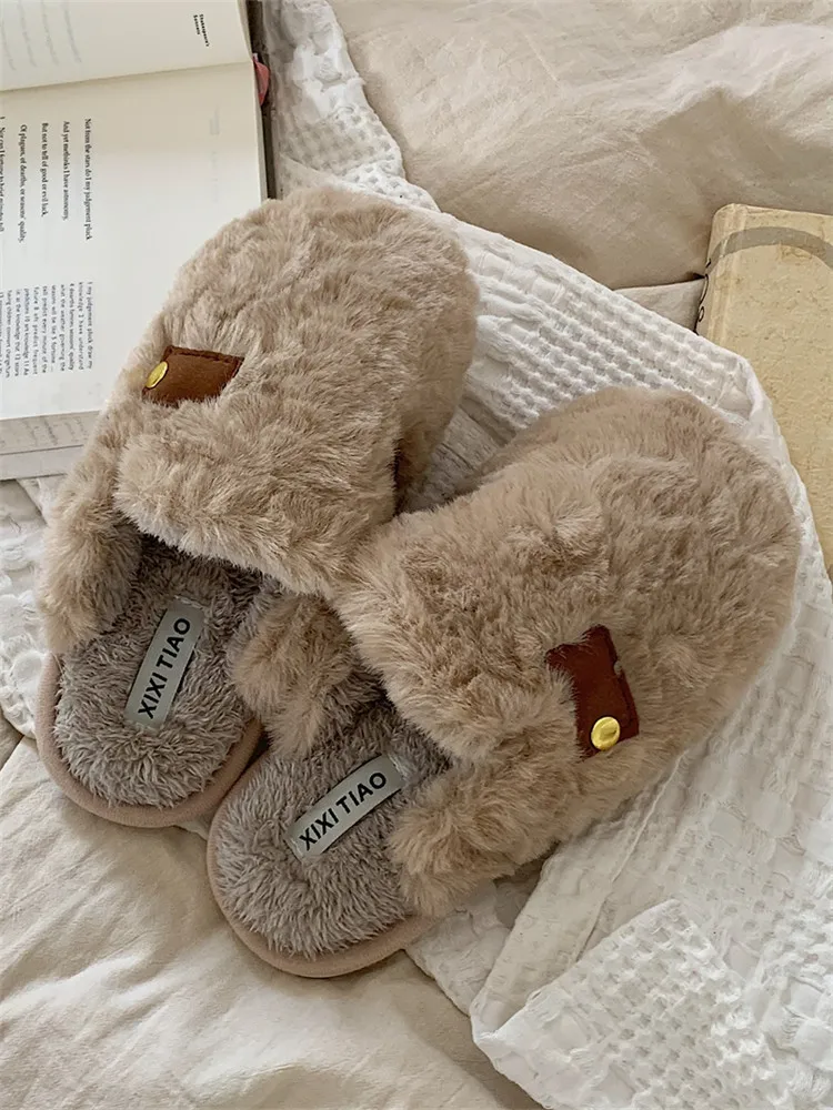 

Funny Lovers Indoor Warm Home Cotton Slippers Men's And Women's Winter Simple Household Plush Antiskid Soft Sole Slipper