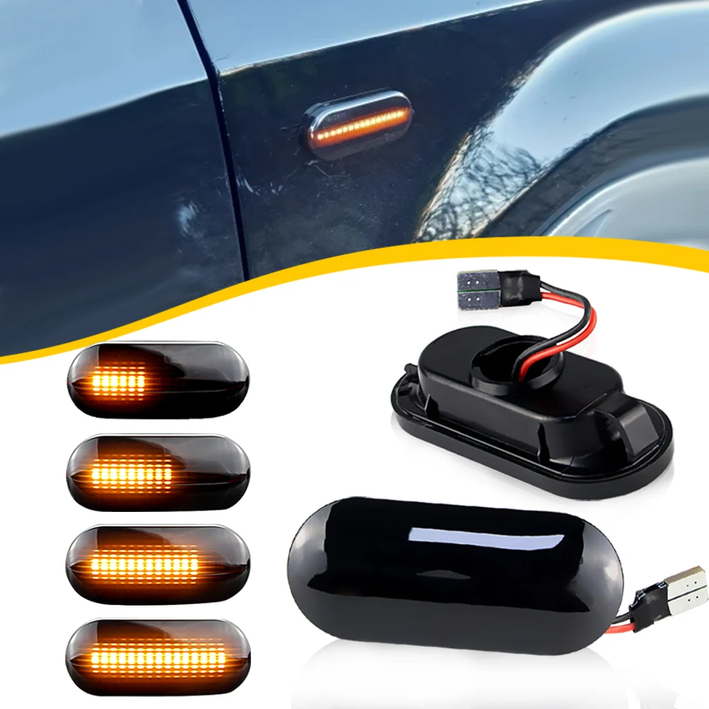 

2pcs For SEAT Ibiza 6L 2002-2008 Cordoba 1993-1999 Toledo 1M 1996-2006 Smoked Lens LED Dynamic Side Marker Turn Signal Light