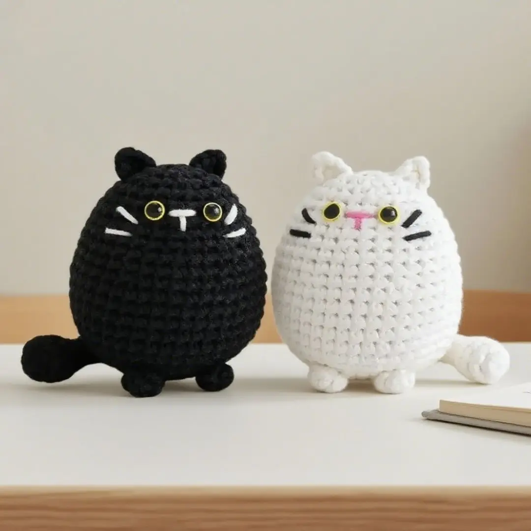 

Beginner friendly crochet kit cute kitten black and white plush doll for kids crafts DIY toys for girls as soft stuffed toys