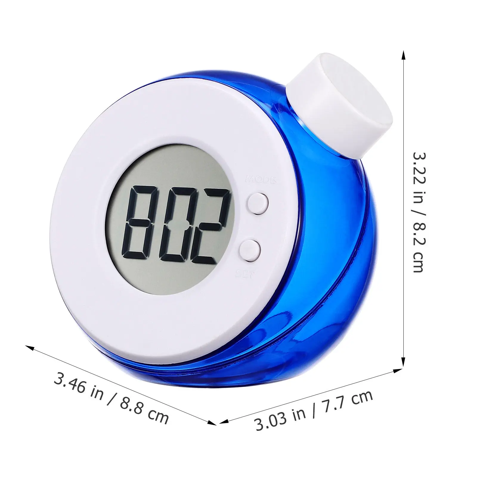 Water Operated Clock LED Display No Battery Timepiece Eco Friendly Bathroom Shower Timer Waterproof Small Clock Blue