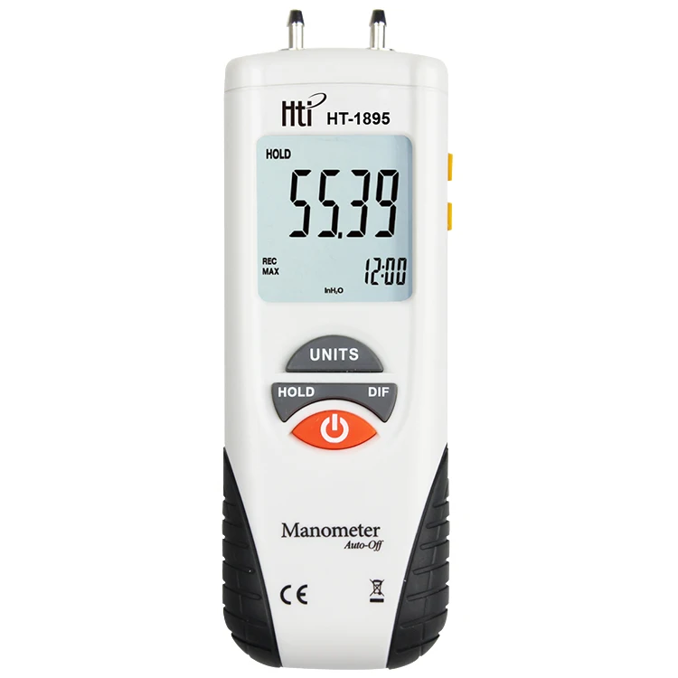 

Hti HT-1895 Differential Gas Pressure Digital Vacuum Air Pressure Gauge Meter Digital Manometer