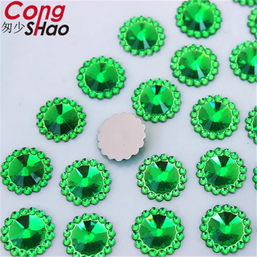 Cong Shao 200pcs 12mm AB Color Round Sun Flower Acrylic Crystal Stone Flatback Rhinestone For DIY Craft Clothes Decoration ZZ761