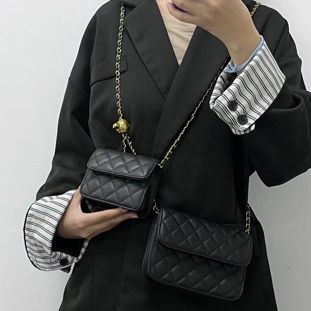 Elegant Leather Chain Belt Bag Women Fashion Chest Bag Mini Coin Purse Evening Clutch Y2k Fanny Pack Satchel Sling Daily Purse