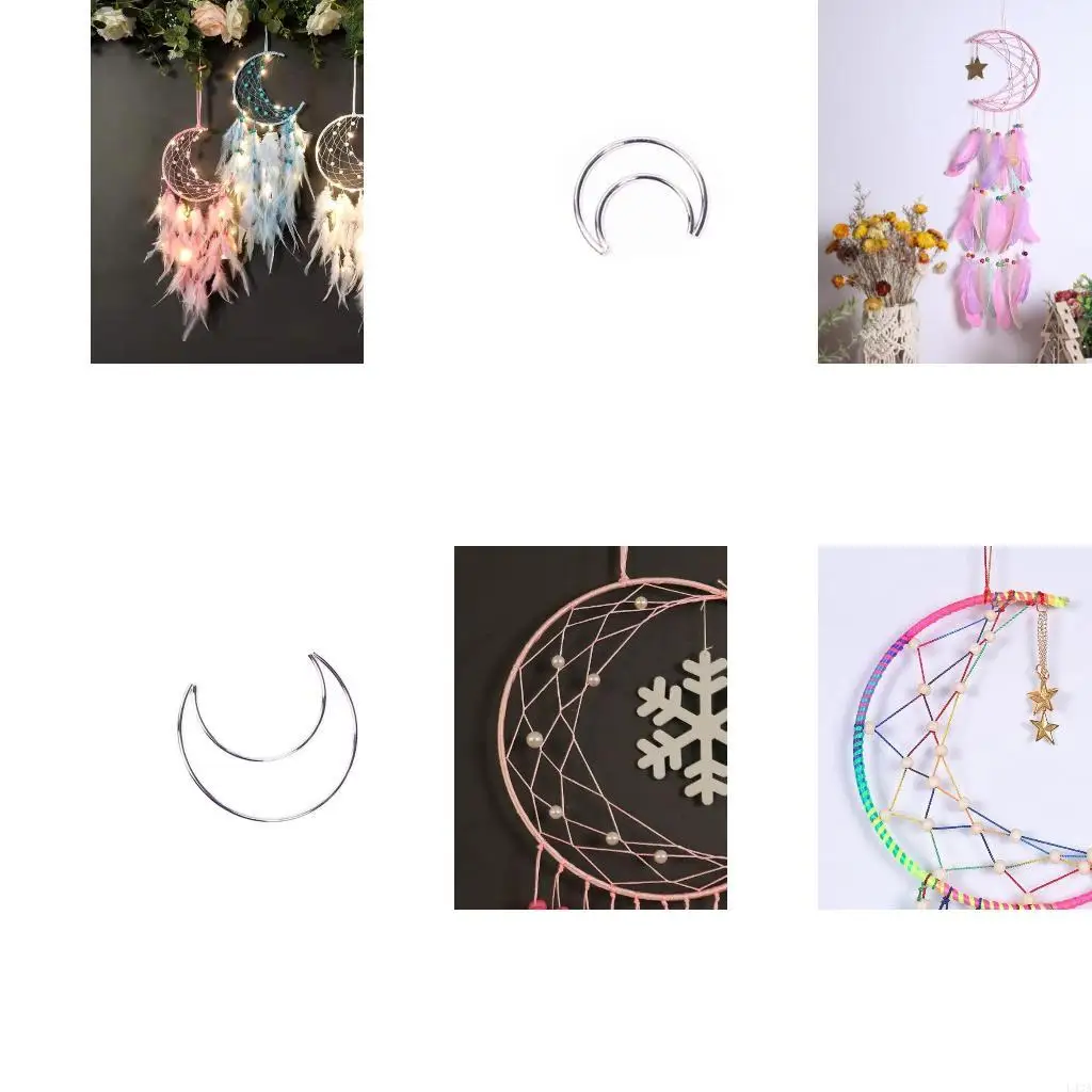 L43A Moon Dream Catcher Macrame Material Accessories Crafts Accessory for DIY Home Living Room Wall Decoration