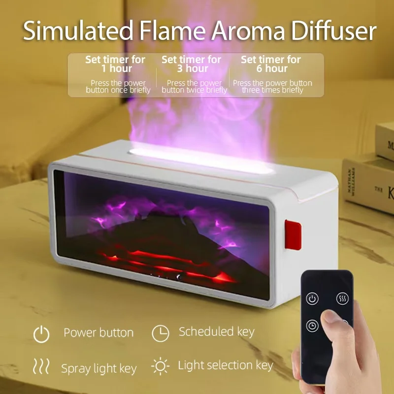 

Fireplace Flame Aroma Diffuser Simulated Charcoal Design With 7 Colors Flame Atmosphere For Home Relaxation Holiday Decorations